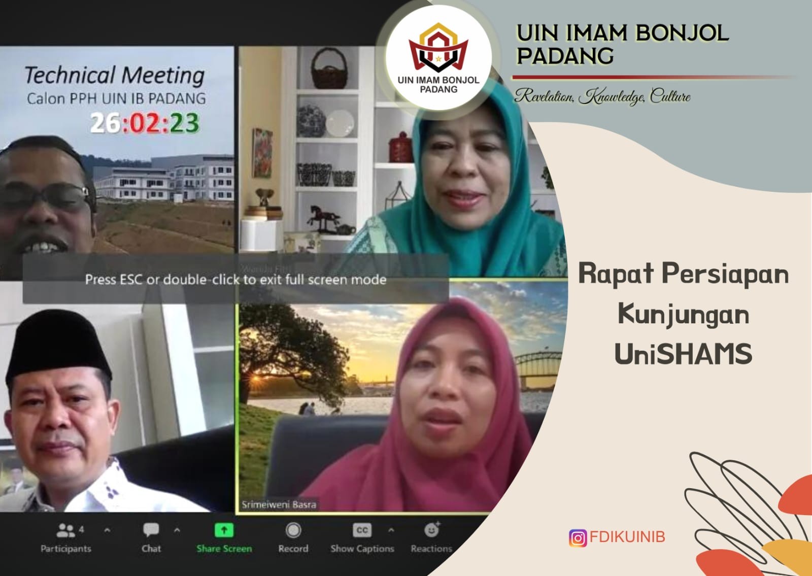 Rapat Persiapan Penyambutan tamu dari UniSHAMS Malaysia